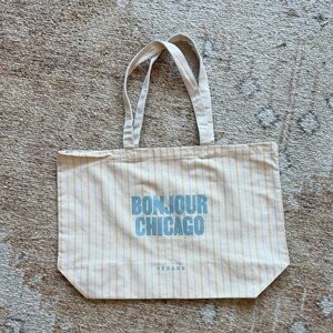 NWOT Sezane Yellow and Blue Striped Chicago Tote